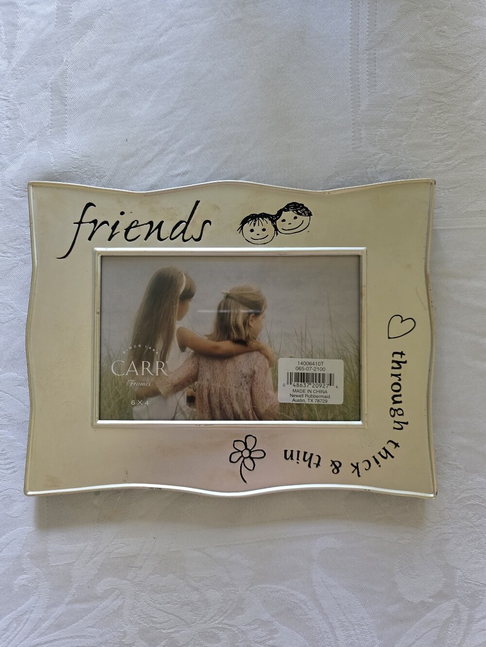 Carr 4x6 Picture Frame "Friends Through Thick And Thin" Silver Tone